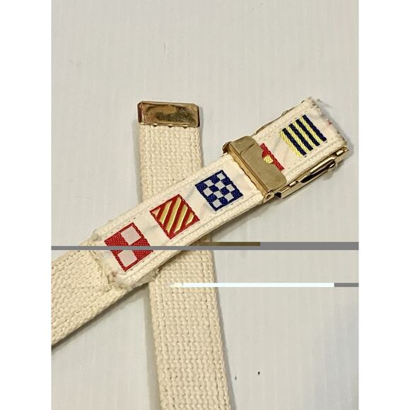 VTG Nautical Belts Canvas Webbed, USA Brass Military Buckle Ship & Wheel Boating - Picture 7 of 9